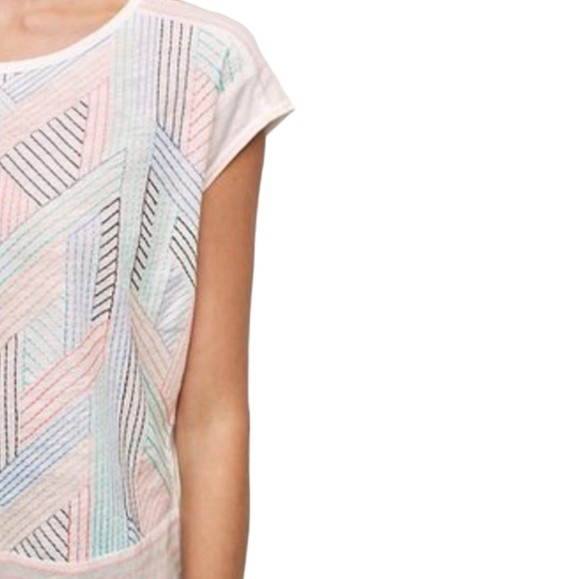 Anthropologie Akemi + Kin Contrast Colorful Stitch Embroidered 70s Sienna Top S - Picture 3 of 12